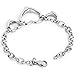 West Coast Jewelry Stainless Steel Polished Triple Open Heart Cable Chain Bracelet - 7 inches