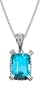 10k White Gold Blue Topaz with Diamond-Accent Pendant, 18"
