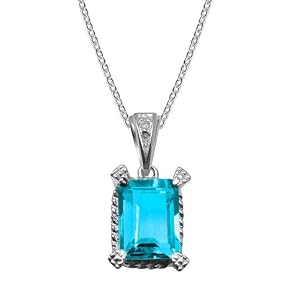 Buy 10k White Gold Blue Topaz Pendant, 18 by Amazon.com Collection