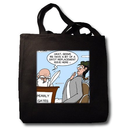 Heaven - St. Peter and the Golf Divot Replacement Sin of Omission - Black Tote Bag JUMBO 20w X 15h X 5d