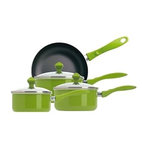 Prestige Urban Cookware Saucepan Set, Apple Green, 4 Piece