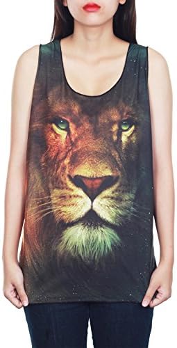 Lion Aslan Narnia Animal Print New Black Women Tank Top Vest Size L