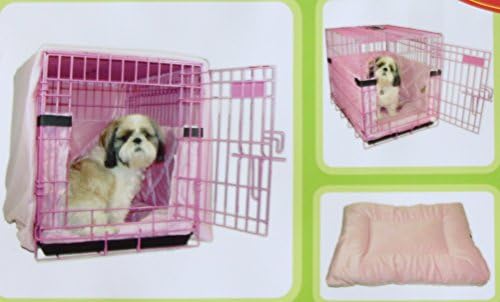 3 Piece 24" Pink Plush Color Pet Dog Crate Cover Bumper Pad Bed Mattress Washable Set ~We Pay Your Sales Tax