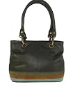 Bewitched Accessories Soft leather bag with suede stripe detail and double handle.