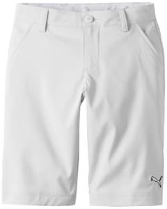 Puma Golf NA Boy's Junior Tech Shorts, White, Medium