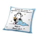 Sheepworld 40371 Kissen - Schlaefst Du nachts eigentlich auf Deinem Bauch