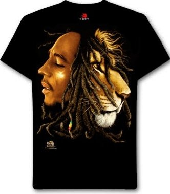 Bob Marley/Lion Large Black T-Shirt