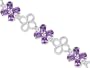 Antique Flower Design 9.50 carats total weight Oval Cut Amethyst White CZ Gemstone Bracelet in Sterling Silver