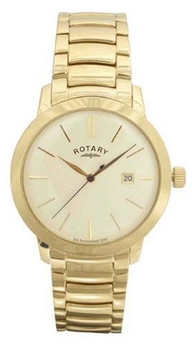 Rotary Gents Gold Plated Waterproof Quartz Bracelet Watch