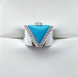 14k White Gold Diamond and Turquoise Ring