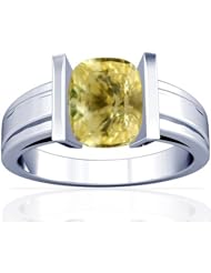 14K White Gold Cushion Cut Yellow Sapphire Solitaire Ring