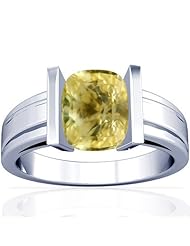 18K White Gold Cushion Cut Yellow Sapphire Solitaire Ring