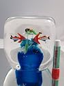 Glass Vase Mouth Blown Art Scuba Diving Seaworld w/ Fish Sculpture K010