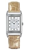 Jaeger LeCoultre Reverso Classique Steel Beige Strap Mens Watch 250.84.10