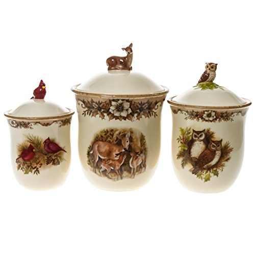 Earthenware Forest Animals Canister Set Kitchen & Dining