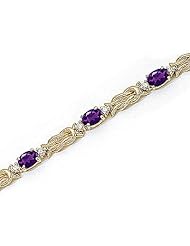 14kt Yellow Gold Oval Amethyst and Diamond Bracelet