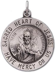 0.925 Sterling Silver Sacred Heart of Jesus Pendant Charm