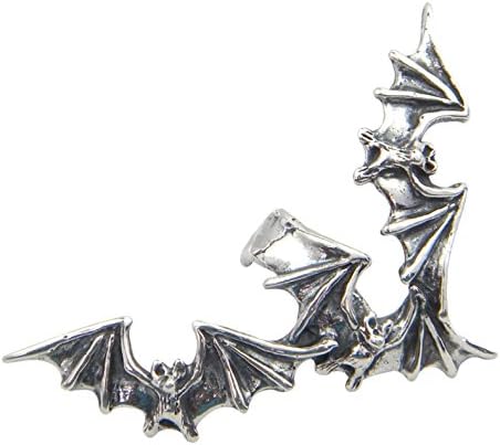 Sterling Silver Bat Flock Ear Climber Cuff Wrap Goth
