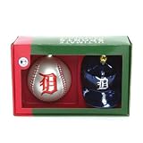 Detroit Tigers Baseball & Hat Glass Christmas Ornaments