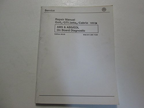 1993 1997 VW Golf GTI Jetta ABS/EDL On Board Diagnostic Repair Manual STAINED***