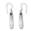 Sterling Silver, Iolite and White Fiber Optic Swirl Drop Earrings by Sajen