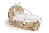 Badger Basket Moses Basket with Hood and Bedding, Natural/White