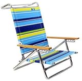 5 pos Lay Flat Beach Chair - Light Blue Stripe by Copa