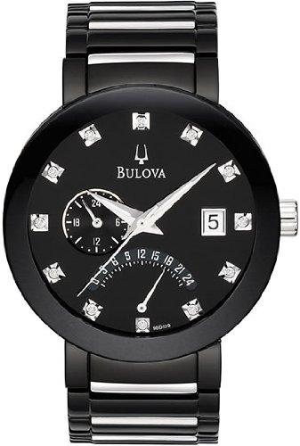 Bulova Men's 98D109 Diamond Accented Black Dial Bracelet Watch