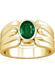 18K Yellow Gold Oval Cut Emerald Solitaire Ring
