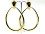 LARGE 3 1/4" Gold Tone Oval Hoop Clip-On Earrings