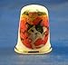 Porcelain China Collectable Thimble -- Tortoiseshell Cat in Poppies