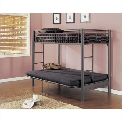 Twin Size Futon Bunk Bed in Matte Black Finish