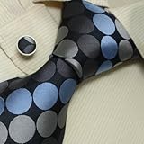 Grey blue polka dots silk tie birthday gifts for man discount silk tie cuff links set A1046 Grey blue polka dots silk tie birthday gifts for man discount silk tie cuff links set A1046
