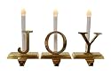 J-O-Y 3-Piece Lighted Brass Stocking Holder Set With Candle Lamps #H90125