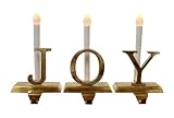 J-O-Y 3-Piece Lighted Brass Stocking Holder Set With Candle Lamps #H90125