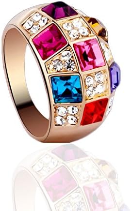 SONGQIAN Womens Austria Color Crystal Engagement Ring