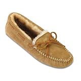 Ladies' Minnetonka Moccasins Sheepskin Softsole Moc Slipper Tan by Minnetonka