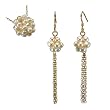 White Cultured Pearl Cluster Pendant Necklace w. 18k Gold Overlay Sterling Silver Chain & Earrings Set