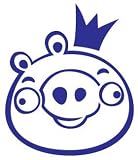 Angry Birds – King Pig – Video Game Decal / Sticker – Size: 6.0 x 5.0 inches – Color: Blue