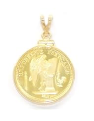 20 Franc/Angel Rooster Gold Filled Coin Bezel Pendant
