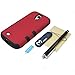 Galaxy S4 Case, MagicMobile® Hybrid Impact Shockproof Cover Hard Armor Shell and Soft Silicone Skin Layer [ Red - Black ] with Screen Protector, Stylus and Charm
