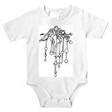 Onesie with black and white, plant, Spain, Europe, leaves, design, flower, floral, hanging, decoration