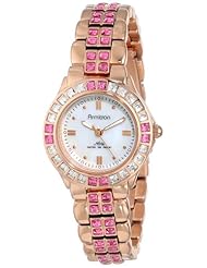 Armitron Womens 75/3689MPRGDP Clear and Pink Swarovski Crystal Accented Rose Gold-Tone Bracelet Watch