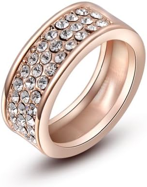 Catrina 2014 Austrian Crystal Rose Gold Three Rows Of Crystal Ring Size 8