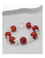 Ball Sponge Coral Bracelet In 92.5 Sterling Silver