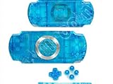 transparent blue front+back faceplate & buttons for psp 2000 + 3 pcs screen ....