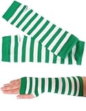 Thumbnail image for Green White Striped Retro Gothic Punk Arm Warmer Gloves