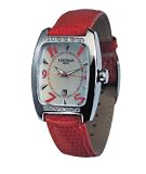 Locman Italy Diamond Titanio Tonneau Women's Red Lizard Strap Watch