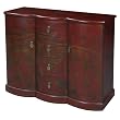 EXP Handmade Furniture - 41" Antique Style Red Leather Bow-Front Buffet - Traditional Heirloom