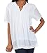 Sakkas Henley Pintuck Button Front Semi-Sheer Gauzy Cotton Blouse